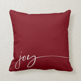 Joy Deep Red Elegant Script Typografie Weihnachten Kissen