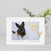 Joy Dog Foto Modern Folien Feiertagskarte (Stehend vorne)