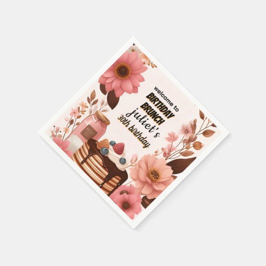 joy Donut pancake erwachsene rosa Brunch 30. Gebur Serviette (Ecke)