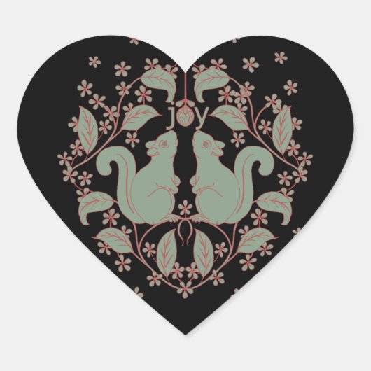 Joy Eichhörnchen mit Blume Animal Art Heart Sticke Herz-Aufkleber (Vorderseite)