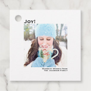 Joy! Einfach Minimalistisches Foto Weihnachten Geschenkanhänger