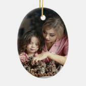 Joy! Einfaches elegantes Gold & White Christmas Fo Keramik Ornament (Hinten)