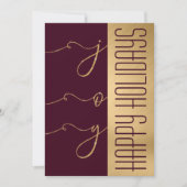 Joy Elegant Gold Burgundy Glitzer Foto Holiday Karte (Vorderseite)