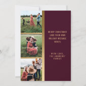 Joy Elegant Gold Burgundy Glitzer Foto Holiday Karte (Rückseite)