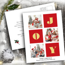 JOY Elegant Gold Snowflakes Modernes Script Foto