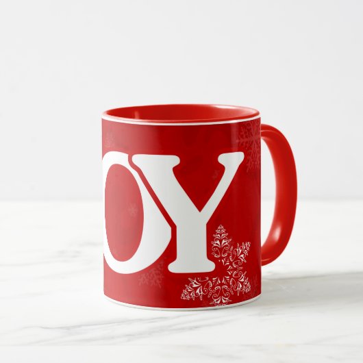 JOY Elegant Red Christmas Tasse (VorderseiteRechts)