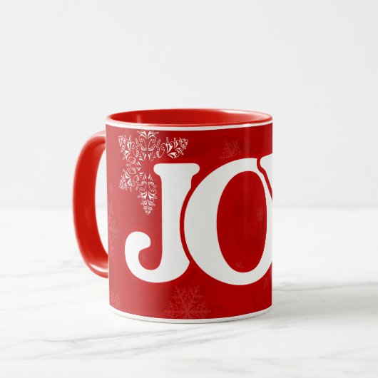 JOY Elegant Red Christmas Tasse (Vorderseite Links)