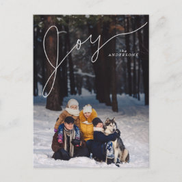 Joy Elegant Script mit Family Foto Feiertagspostkarte