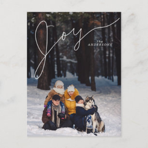 Joy Elegant Script mit Family Foto Feiertagspostkarte