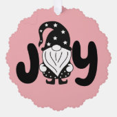 Joy | Elegant Stilvolle Skripte Gnome Weihnachten Ornament Karte (Vorderseite)