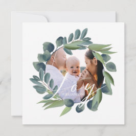 Joy Elegant Watercolor Winter Foliage Wreath Foto Feiertagskarte