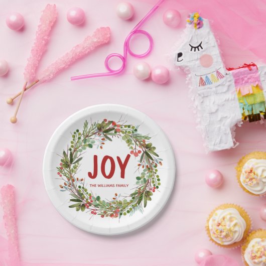 Joy-Elegant Wreath Personalisiert Pappteller (Party)