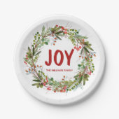 Joy-Elegant Wreath Personalisiert Pappteller (Vorderseite)