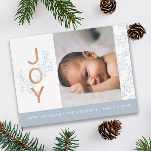 JOY   Elegante Foliage Baby Foto Holiday Postkarte