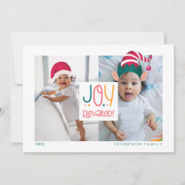 Joy Elevated Fun Elf & Santa Claus Hat 2 Foto Feiertagskarte