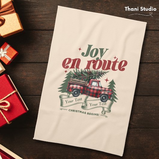 Joy en route Christmas Begins Truck & X-Mas Tree Geschirrtuch