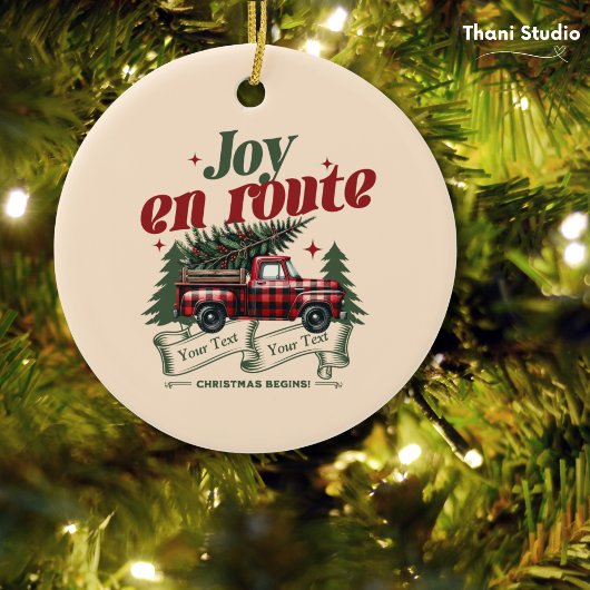 Joy en route Christmas Begins Truck & X-Mas Tree Keramik Ornament