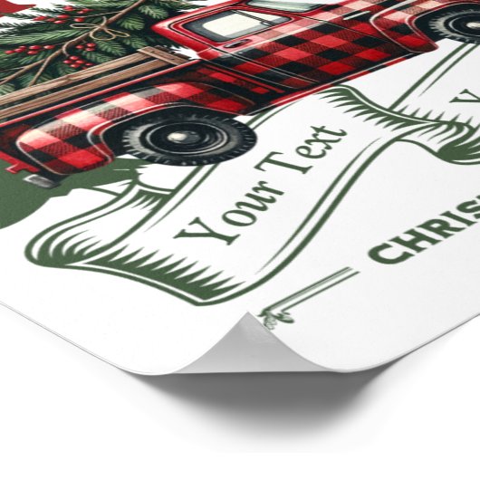 Joy En Route Christmas Begins Truck X Mas Tree Poster (Ecke)