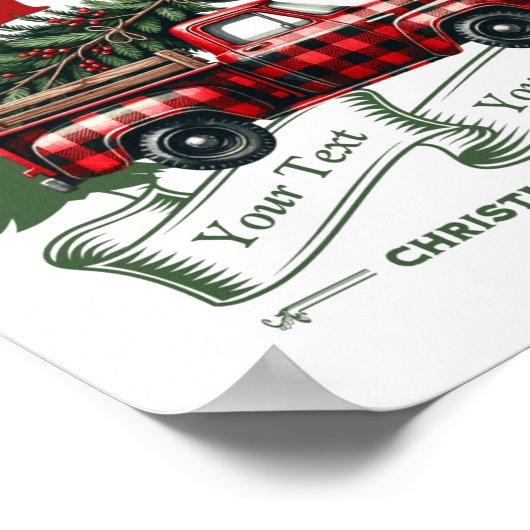 Joy En Route Christmas Begins Truck X Mas Tree Poster (Ecke)