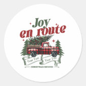 Joy En Route Christmas Begins Truck X Mas Tree Runder Aufkleber (Vorderseite)