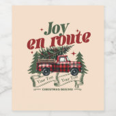 Joy en route Christmas Begins Truck & X-Mas Tree Weinetikett (Einzelnes Label)