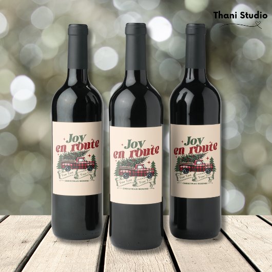 Joy en route Christmas Begins Truck & X-Mas Tree Weinetikett