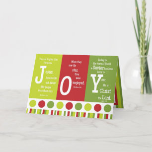 JOY Falted Scripture Christmas Card BLANK Inside Feiertagskarte
