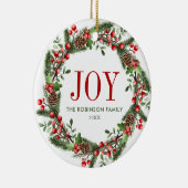 Joy Familienname Weihnachtsfeier Keramik Ornament (Rechts)