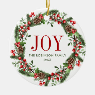 Joy Familienname Weihnachtsfeier Keramik Ornament