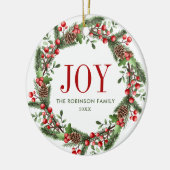 Joy Familienname Weihnachtsfeier Keramik Ornament (Links)