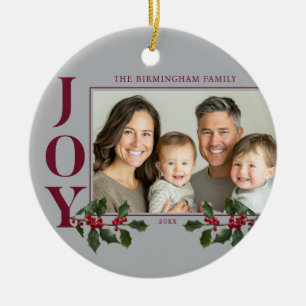 JOY Family Foto Red Berry Ornament