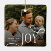 Joy Family Photo Christmas Keramikornament (Rückseite)
