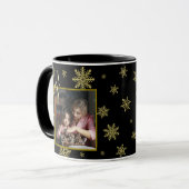 Joy! Festivals Snowflakes Foto Rahmen Schwarz & Go Tasse (Vorderseite Links)