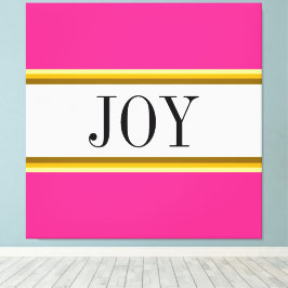 JOY Festive Bright Pink White Christmas Streifen Leinwanddruck