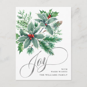 JOY Festive Holly Berry Weihnachtsgrüße Feiertagspostkarte
