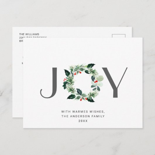 JOY Festive Holly Berry Weihnachtsgrüße Urlaub Postkarte (Vorne/Hinten)