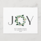 JOY Festive Holly Berry Weihnachtsgrüße Urlaub Postkarte (Vorderseite)