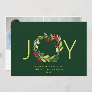 JOY Festive Holly Berry Wreath Christmas 2 Foto Feiertagskarte