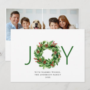 JOY Festive Holly Berry Wreath Christmas 2 Foto Feiertagskarte