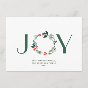 JOY Festive Holly Berry Wreath Weihnachtsgrüße Feiertagskarte