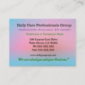 Joy Field Beruflich Caregier Visitenkarte (Rückseite)