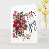 Joy Floral Holiday Christmas Personalize Sentiment Karte (Gelbe Blume)