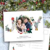 JOY Floral Red Poinsettia Pine Bough Wreath Foto Postkarte