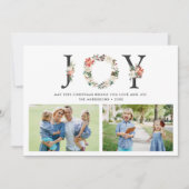 JOY Floral Wreath Typografy 2 Fotos Weihnachten (Vorderseite)