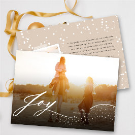Joy Flows White Script & Glitzern Stylish Foto Feiertagskarte
