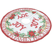 Joy Foliage Green Red Gold Festival Modern Elegant Polyester Weihnachtsbaumdecke (Schrägansicht)