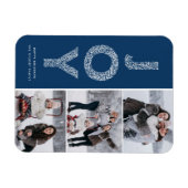 JOY Foliage Lettering Blue Foto Collage Magnet (Horizontal)