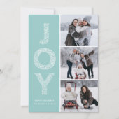 JOY Foliage Letters Light Blue Foto Collage Feiertagskarte (Vorderseite)