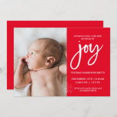Joy Foto Baby Announcement Red Einladung (Vorne/Hinten)