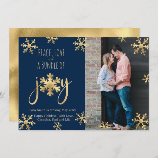 Joy Foto Christmas Pregnancy Announcement Cards Ankündigung (Vorne/Hinten)